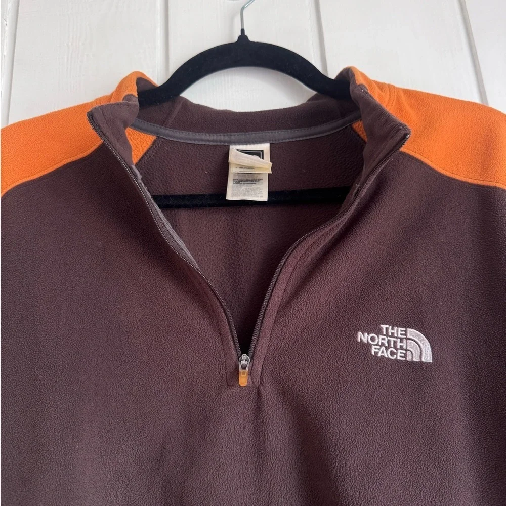 The North Face Orange and Brown Fleece 1/4 Zip Pullover